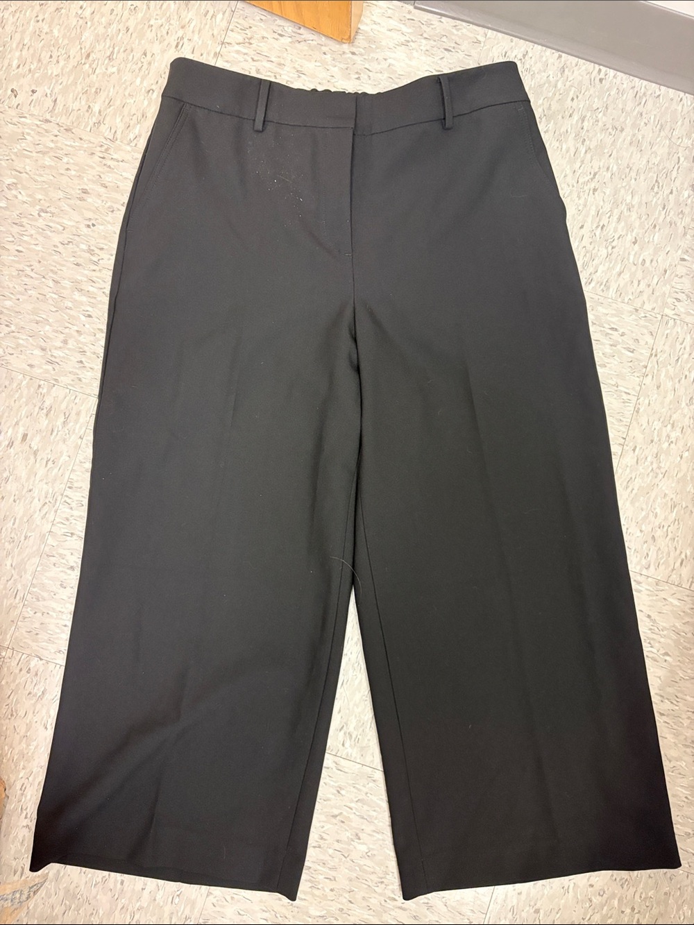 Talbots Black Wide-Leg Crop Elastic Waist Dress Pants